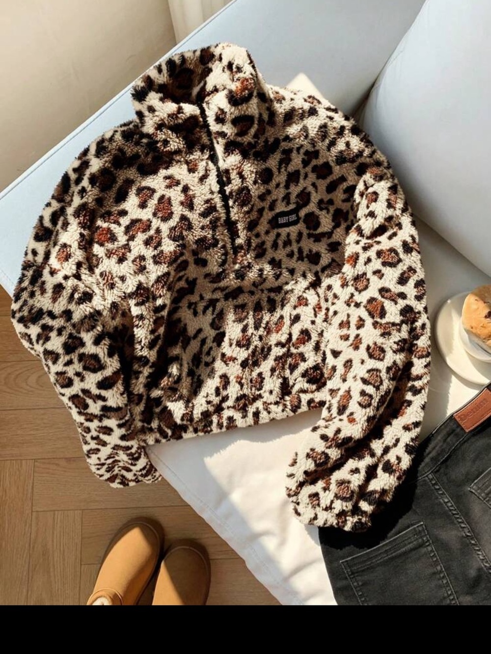 Leopard Print Teddy Jacket - Picture 2 of 3